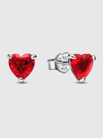 Серьги-гвоздики Красное сердце Pandora 292549C01