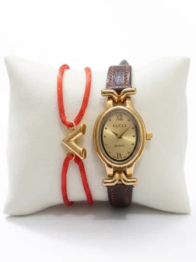 Женские винтажные наручные часы и браслет в подарок — GIFTS24-VINTAGE-ЖЕЛТ