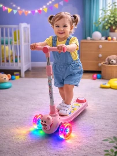 Детский самокат, трёхколёсный детский самокат, самокат — KOME-SAMO14-РОЗОВ