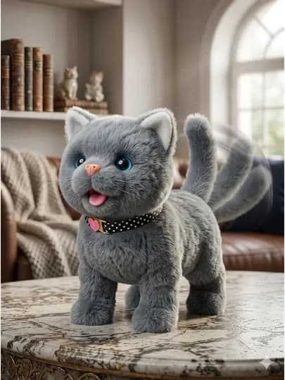 Котенок игрушка интерактивная, кошка робот, собачка робот, умный кот ходит, мяукает, лает — RADORAY-ROBOTKOT1-РОЗОВ