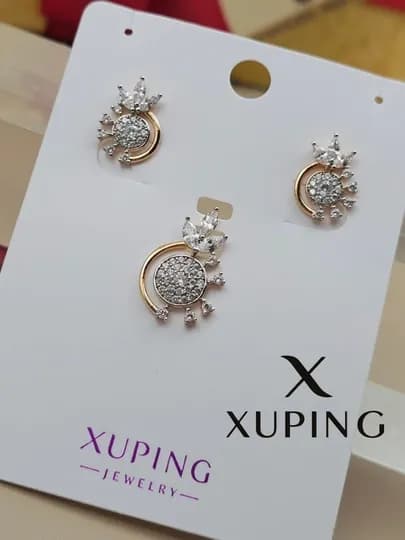 Набор Xuping серьги и кулон — позолоченный, с фианитами, женский комплект — G721K-NABORXUPING1-АМЕТИС