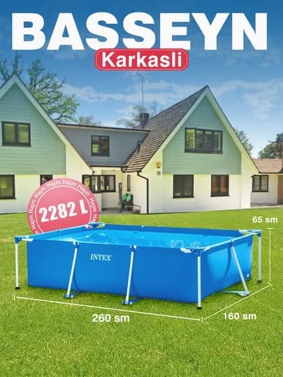 Каркасный бассейн Intex, прямоугольный, разные размеры — INTEX77-28272KA-БИРЮЗ