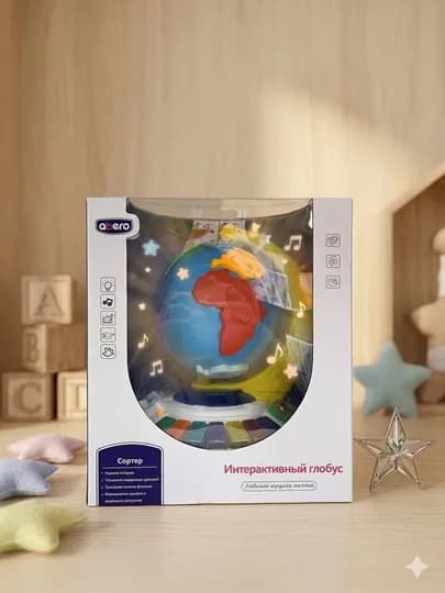 Интерактивный глобус-сортер 3 в 1 развивающая музыкальная игрушка пианино и светящийся мир — MOANA2-AI3INTERAKTIV