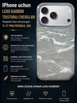 Чехол Luxo Karbon с волнистым морским декором для iPhone 11–17 Pro, Pro Max, Air — XUPSOAT-Luxochexol-СЕРЫЙ-Lux17