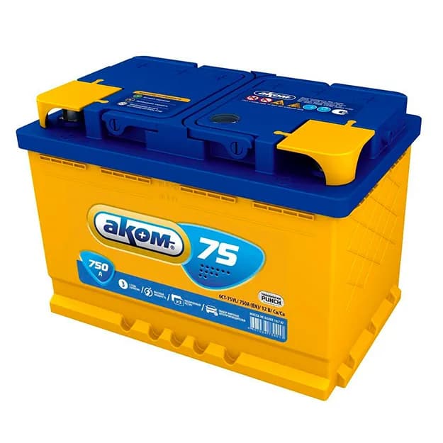 Автомобильный аккумулятор Akom 6CT 75Ah 750A (EN) 12V