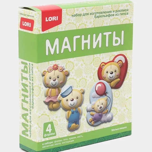 Gipsdan magnitlar tayyorlash to‘plami Lori "Милые мишки"