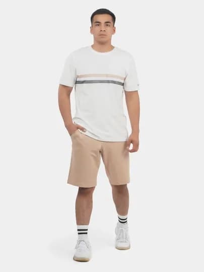 Спортивный мужской костюм Bumbacel, шорты, футболка — BBLSHOP-ФУТШОРТ-БЕЖЕВ-M