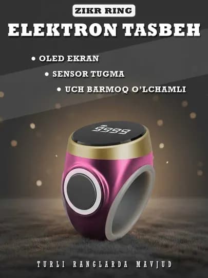 Электронные четки Zikr Ring с OLED экраном, счетчик зикра, кольцо тасбех