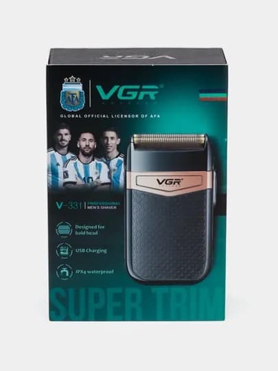 Портативная бритва VGR, для удаления волос и бороды — QULAYBA-VGR3-СЕРЕБРН