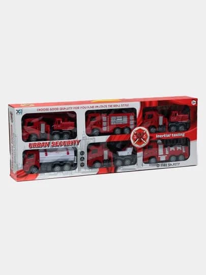 Игрушечные пожарные машины XLQ-6, 6 шт — KIDZTOY-FIRECAR2