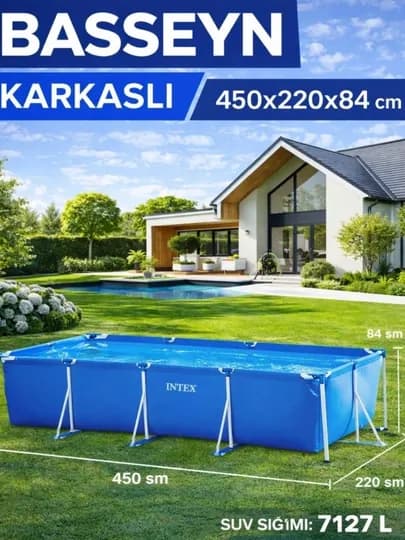 Каркасный бассейн Intex Prism Frame, Metal Frame, 450×220×84 см, объём 7127 литров — MAXEMUM-450X220BASSEYN