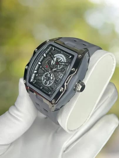 Мужские наручные часы Richard Mille, скелетный циферблат, спортивно-деловой стиль