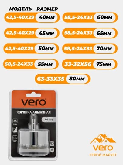 Алмазная коронка VERO — VEROSM-V00053-kr_80