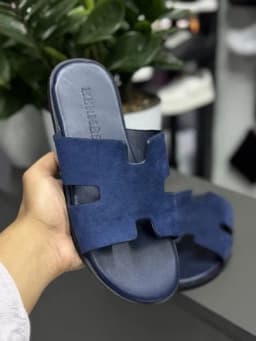 Мужские тапочки в стиле Hermes, Китай, размеры 40-44, премиальный дизайн — ABUS-HERMESTAPOCHKA-СИНИЙ-44