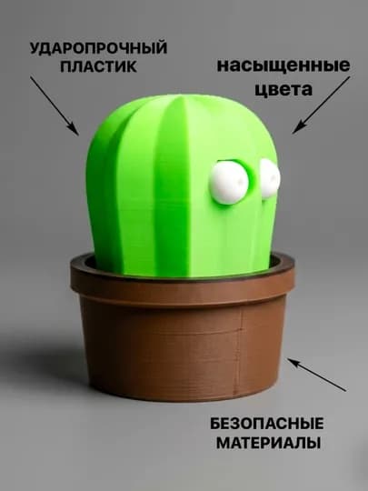 Кактус кликер антистресс, 3D игрушка с выдвижными глазами