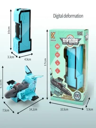 Фигурка-трансформер с цифрами, обучающие игрушки для детей — IBTM-ROBOTNUMBER-ГОЛУБ