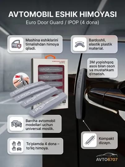 Защита на двери автомобиля IPOP, от царапин и ударов, молдинги отбойники 4 шт