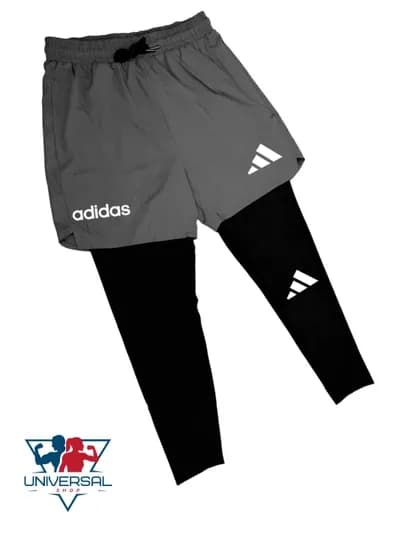 Мужские шорты для фитнеса с лосинами — УНВРСЛ-ШОРТЫADIDAS-СЕРЫЙ-XL