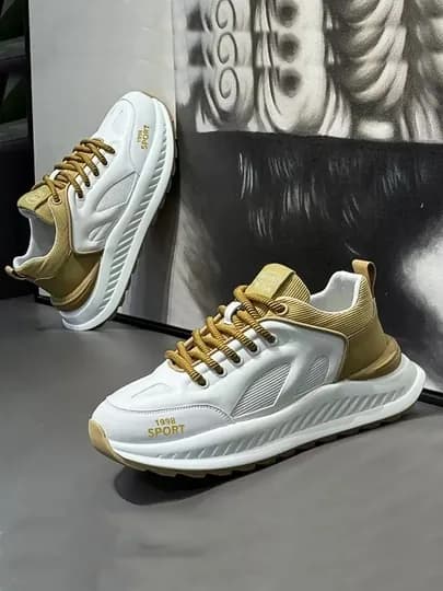 Кроссовки мужские ZEVANO EasyStride, на каждый день, комфортные 1 размер больше — AZNF-KROSOVKA5-ГОРЧИЧ-40