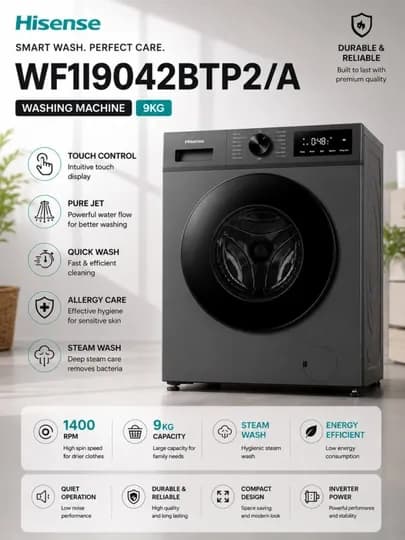 Стиральная машина Hisense WF119042BTP2/A — 9 КГ