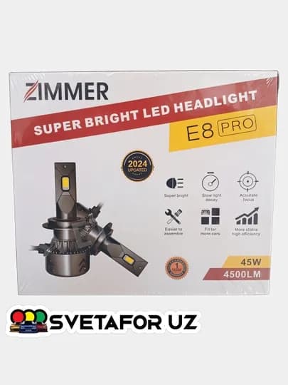 Zimmer LED лампы E8 PRO, дальний и ближний свет, передние фары, противотуманные