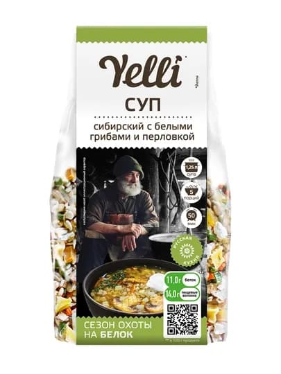 Суп Сибирский с белыми грибами и перловкой Yelli, 125г