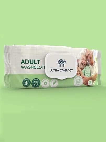 ULTRA COMPACT Влажные салфетки "Полотенце для тела" толстый и мягкий / без спирта, 50 шт