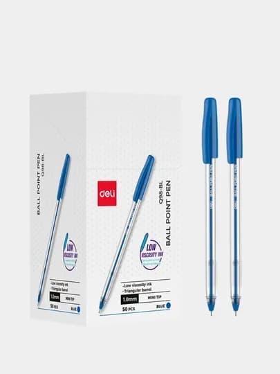 Ручка шариковая 1,0мм EQ98-BL (сн) Deli, по 5 шт