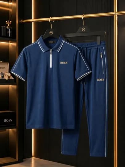 Спортивный костюм мужской Zegna, комплект футболка-поло на молнии и штаны — AVNS-ZEGNA-МОРСК-XXL