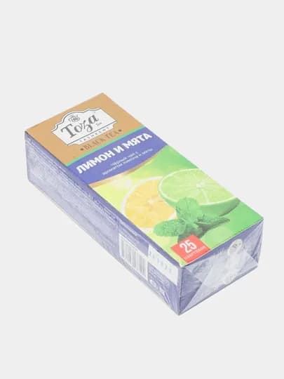 Чай черный Тоза, со вкусом лимона и мяты, пакетированный, 25 шт