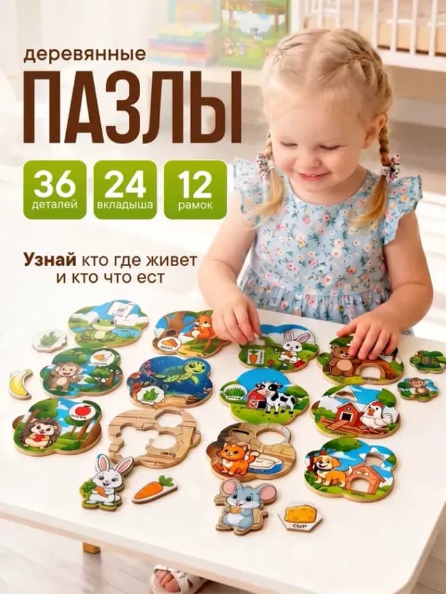 Деревянный пазл-вкладыш развивающая игрушка для детей