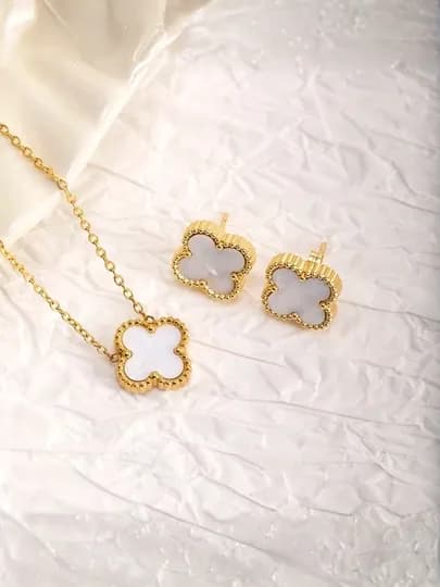 Коллекция украшений Van Cleef, колье, серьги, кольцо, цепочка для женщин — BARETTE-VCSETS-МОЛОЧ