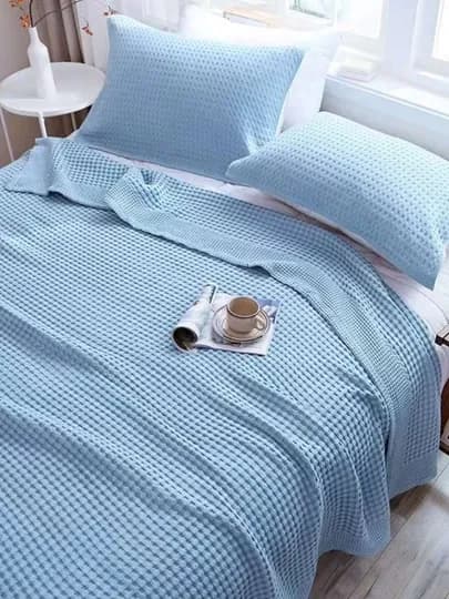 Одеяло-полотенце из чистой хлопковой пряжи, 150*200 см, 200*230 см — QUILT-MODEL1-ГОЛУБ-SIZE2