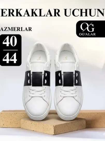 Мужские кеды в стиле Valentino Garavani, на все сезоны — SUPERST-VALENTINO-БЕЛЫЙ-44