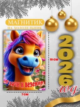 Магнит на холодильник "Лошадь символ года 2026", подарок на новый год — GIFTSSS-2026YILMAGNIT-ВИШН