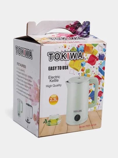 Электрочайник TOKIWA, стильный и мощный 2200 Вт, объём 1.8 л — ATSLSF8-STEFAL-МОЛОЧ
