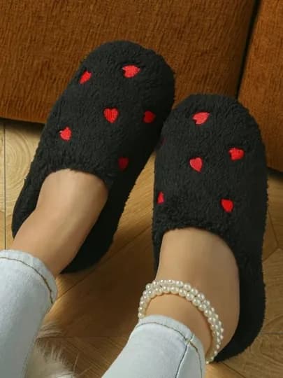 Мягкие тапочки в форме сердца «Love Cozy», домашняя обувь, обувь — MADONA1-DOMASHNIY-ЧЕРН-3839