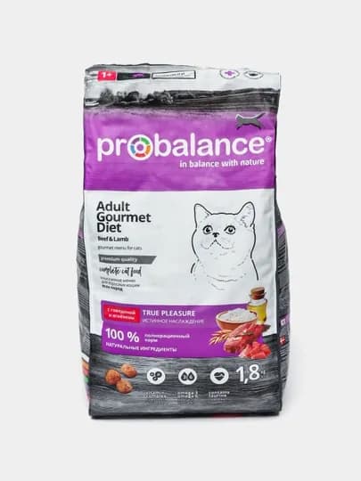Сухой корм для кошек ProBalance Gourmet Diet с говядиной и ягненком, 1.8 кг