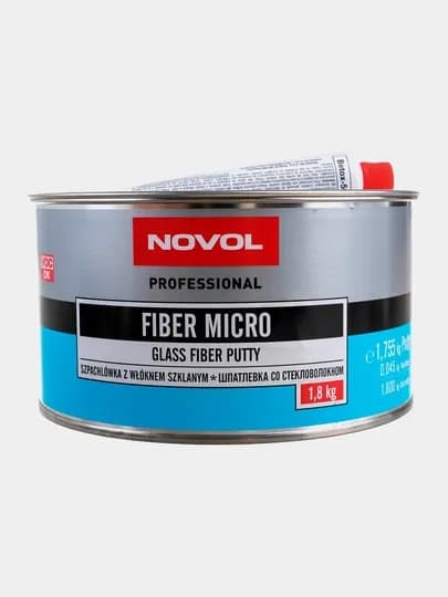 Шпатлевка Novol FIBER MICRO, со стекловолокном 1,8 кг + 50 г отвердитель Betox-50pc — LKPSTOR-FIB1800