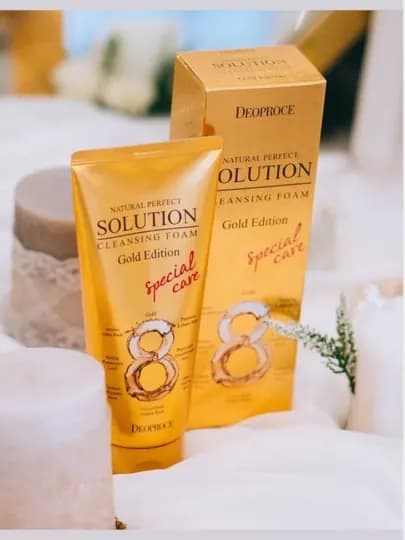 DEOPROCE Perfect Solution Cleansing Foam Gold — пенка для умывания с экстрактом золота — 332211-DEOPROCEOLTINEKSTRAKTLI
