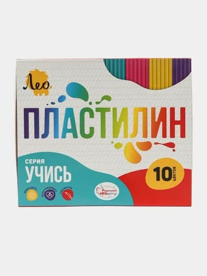 Пластилин классический Лео Учись LNMC-0110, 200 г, 10 цв