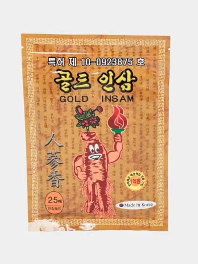 Пластырь Gold Insam с женьшенем, средство от мышечных болей и воспалений, 25 штук