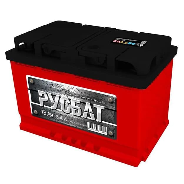 Автомобильный аккумулятор Rusbat 6CT-75VL 650A 12V