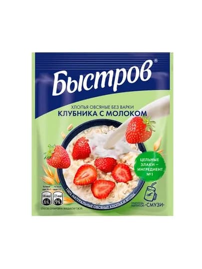 Каша овсяная Быстров Клубника с молоком, 40 г