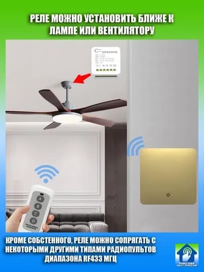 Наборы из беспроводных выключателей, пультов и реле X-SP001, работает без WiFi — FSMART-RP-БЕЛЫЙ-3bp