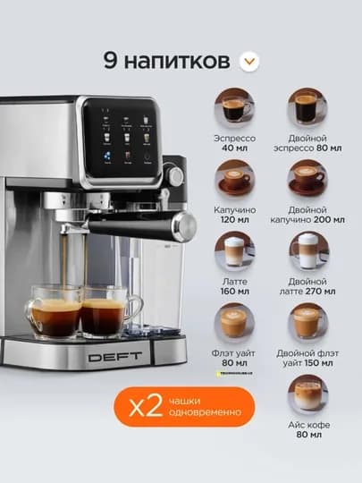 Кофемашина DEFT DT-009 для дома и офиса, 3 в 1, Nespresso, капсулы Dolce Gusto