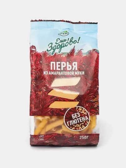 Макаронные изделия Перья Ешь Здорово, из амарантовой муки, не содержащие глютена, 250г