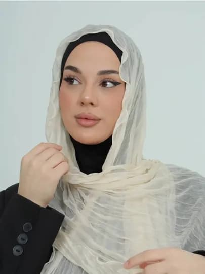 Шарф из органзы, женский платок, хиджаб, 175 х 75 см — WMARKET-OSCARF-СВЕТБЕЖ