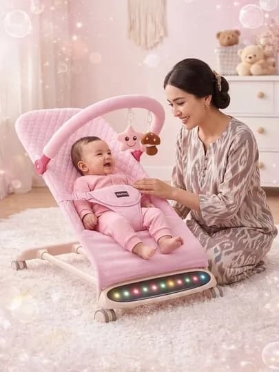 Детские шезлонги, люльки-качалки для новорождённых, качающиеся LED-панелью и музыкой