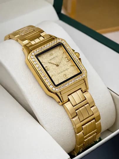 Женские наручные часы Cartier, образ, подходящий к любому стилю, в подарочной коробке — VAQTWAT-85W0005-ЗОЛОТ